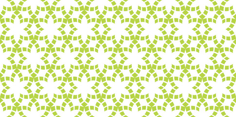 Green Geometric Floral Seamless Pattern. Vector Repeating Background.
