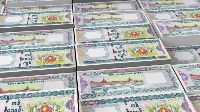 Myanmar 10,000 Kyat Banknote Horizontal 3D Animation ? Realistic Banknote Motion, Finance, Economy, Business Investment, Money Flow, and Currency Visualization