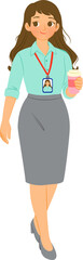 Office worker holding coffee cup illustration