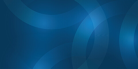 Abstract blue curved line arcs on dark gradient — thin concentric rings, modern corporate tech background with copy space for banners and headers © Rumman