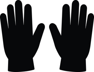 Protective work gloves pair silhouette, safety handwear symbol for industrial, construction, and manual labor protection, vector illustration isolated on white background