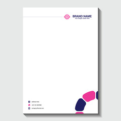 Modern company letterhead design template with vibrant pink and navy accents for a professional corporate identity, customizable for your business needs