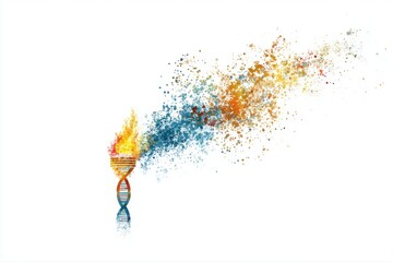 DNA Torch Genetic Breakthrough Science Innovation Biology Flame Research on transparent background