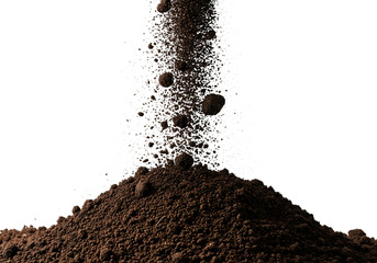Falling Soil Mound Close Up Isolated on Black Background Stock Image