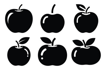 autumn fruit icon set silhouette on white background