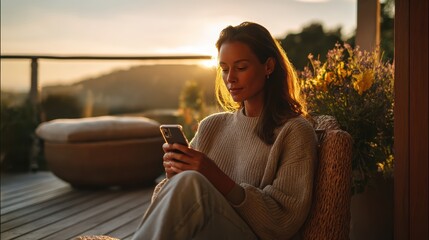 Woman in casual outfit switching off smartphone during intentional digital detox retreat for mental clarity, perfect for mental wellbeing technology balance and mindfulness lifestyle concept.