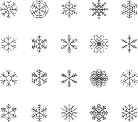 Obraz premium Snowflake snow freeze winter thin line outline icon. Snowflake icon. Keep frozen. Snowflake marking. Keep below zero. Air conditioner. Snowflakes thin line icon set. Snowflake Simple illustration.