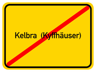 Illustration of a city exit sign for the city of Kelbra (Kyffhäuser)	