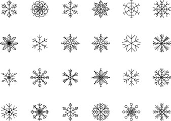Snowflake snow freeze winter thin line outline icon. Snowflake icon. Keep frozen. Snowflake marking. Keep below zero. Air conditioner. Snowflakes thin line icon set. Snowflake Simple illustration.