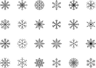 Snowflake snow freeze winter thin line outline icon. Snowflake icon. Keep frozen. Snowflake marking. Keep below zero. Air conditioner. Snowflakes thin line icon set. Snowflake Simple illustration.