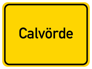 Illustration of a city entrance sign for the city of Calvörde
