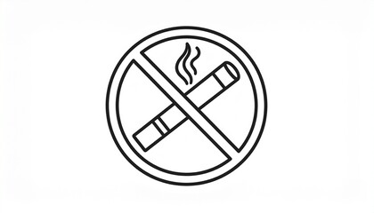Clear graphic illustration of a universal 'No Smoking' symbol, featuring a forbidden cigarette with smoke in a crossed-out circle, emphasizing health and safety regulations