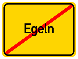 Illustration of a city exit sign for the city of Egeln
