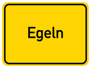 Illustration of a city entrance sign for the city of Egeln