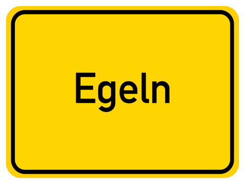 Illustration of a city entrance sign for the city of Egeln