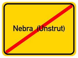 Illustration of a city exit sign for the city of Nebra (Unstrut)