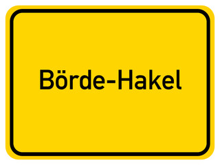 Illustration of a city entrance sign for the city of Börde-Hakel	