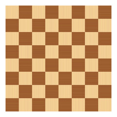 Wooden chessboard, 8x8 game board, for playing chess, checkers, or other strategic board games. Standard form, checkerboard pattern, consisting of 64 square shaped fields arranged in rows and columns.