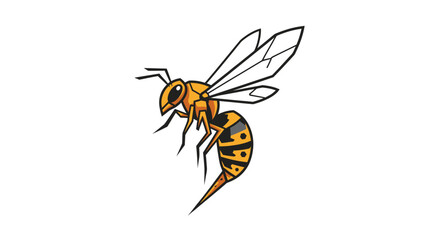 Detailed illustration of a flying wasp insect with vibrant colors and sharp details.