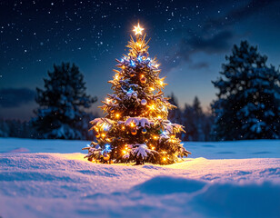 Enchanted Scene with Christmas Tree