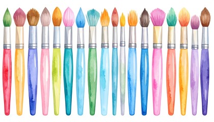 Watercolor Paintbrushes Collection - Vibrant Art Supplies for Creative Projects.