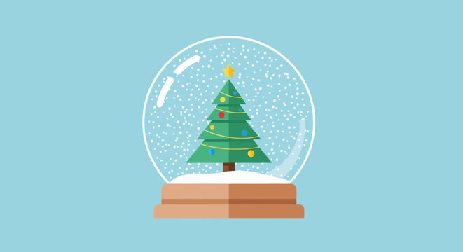 Magical Christmas Snow Globe with Decorated Tree and Falling Snow Festive Holiday Season Celebration - Powered by Adobe