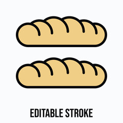 Fresh Bakery Bread Loaves with Golden Crust and Soft Texture Isolated Vector Lineal Colour Style Icon Editable Stroke.