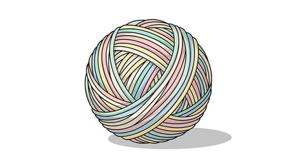 A colorful hand drawn illustration of a ball of yarn.