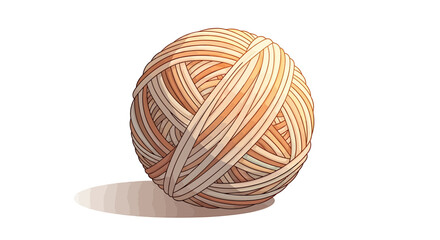 A multicolored ball of yarn with orange and brown threads isolated on a white background.