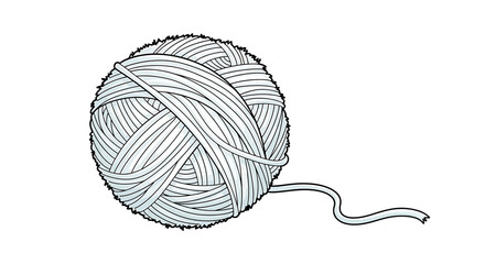 A simple line drawing of a ball of yarn with a loose end.