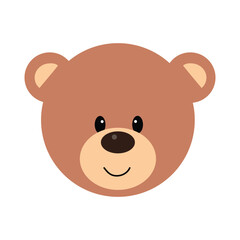 Naklejka premium Cute Teddy Bear Face Illustration with Smiling Expression