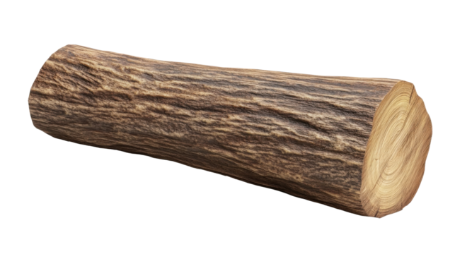 Tree trunk wood log isolated on white transparent background