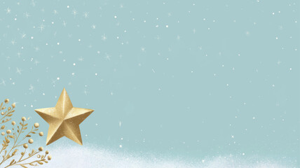 Elegant golden star of Bethlehem on soft blue background symbolizing Epiphany and divine guidance, minimalist vector illustration ideal for luxury Christmas cards and religious celebration designs.