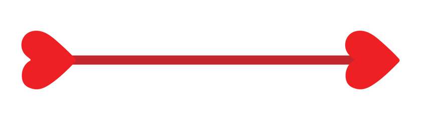 Horizontal Arrow Shape with Heart Shaped Ends in Red