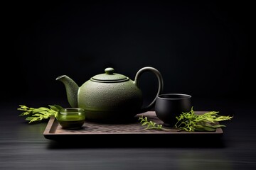  Dark Minimalist Tea Set with Matcha and Herbal Tea