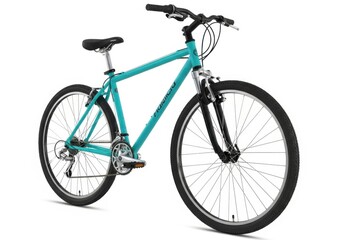 Fototapeta premium Turquoise mountain bicycle isolated on white background