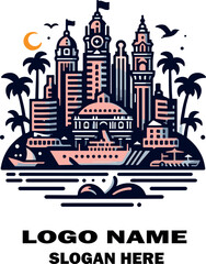 Obraz premium Cartagena colombia logo icon vector white background .