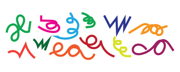 Vibrant Abstract Curved Line Shapes on White Background