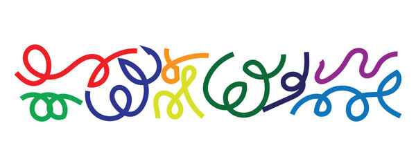 Colorful Abstract Curvy Line Pattern on White Background