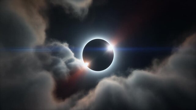 Dramatic Solar Eclipse Through Ethereal Clouds - Seamless Loop