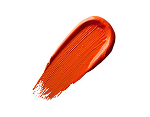 A close-up of a red rubber stamp on a white background next to a paint brush with a plastic handle