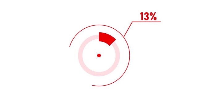 loading icon animation 13% circle.13% percent circle round donut chart infographic .Infographic Element with Alpha Channel 4k video royalty free graphic animation