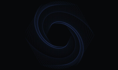 Elegant abstract geometric spiral design on black background, minimal modern circular line art
