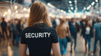 Security Guard on Duty in Crowded Public Event.