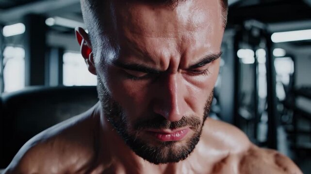 A muscular man poses confidently in the gym, showcasing his well-defined physique under the bright lights. The man's dedication to fitness is evident in his strong and sculpted bui