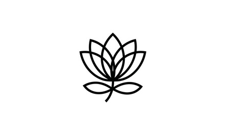 Minimalist black line art lotus flower icon symbol.