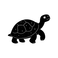 Cute black silhouette of a tortoise with white spots