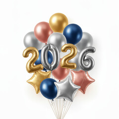 New Year balloons bundle featuring 2026 on a white background