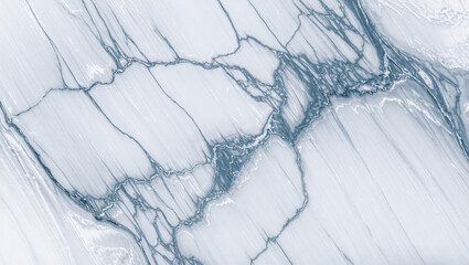 White marble texture with cold blue veins, winter minimal design