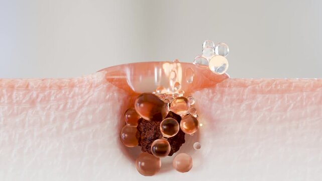 Close up Acne cleaning on face skin. blackhead removal, blackheads, pimple removal, skin care, acne treatment.